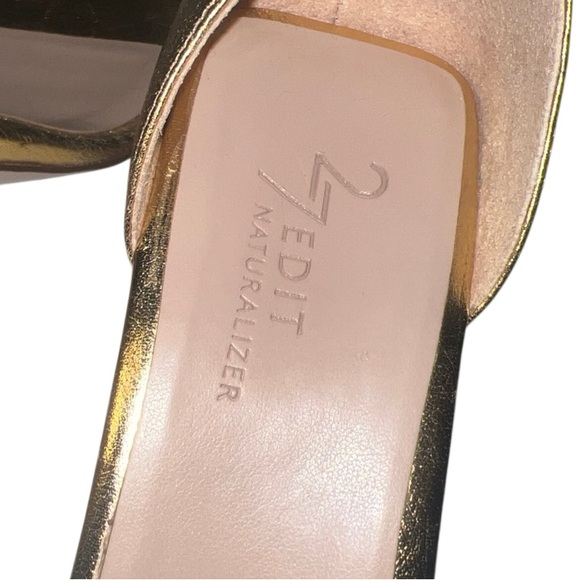 Naturalizer Iriss Gold Metallic Leather Block Heel Sandals Size 7.5  NWOT - Picture 8 of 10